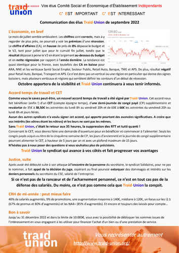 Communication_Mensuelle_des élus Traid-Union_septembre 2022