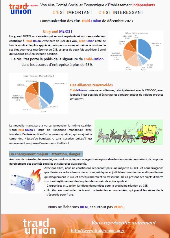 2023 12 Communication mensuelle des élus Traid Union SSG
