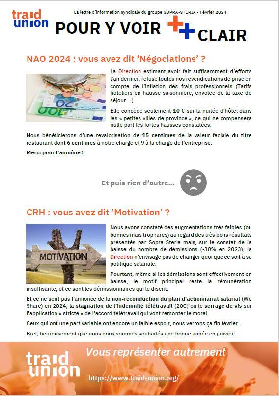 Communications Syndicales – fevrier 2024 NAO, CRH… 2024 commence bien mal !