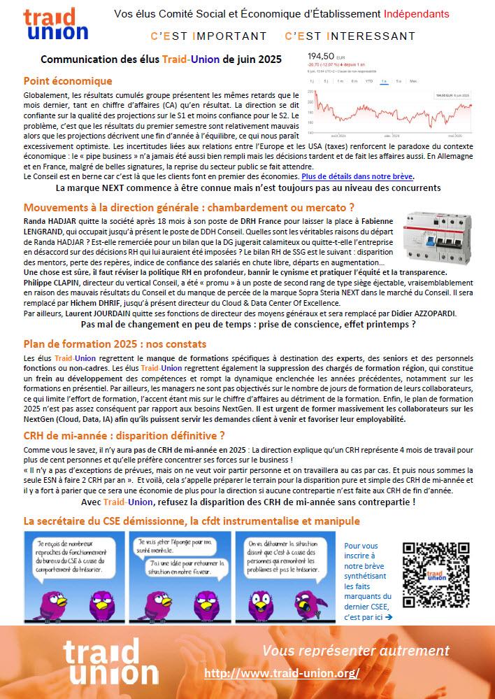 2025-06 Communication mensuelle des élus Traid Union SSG