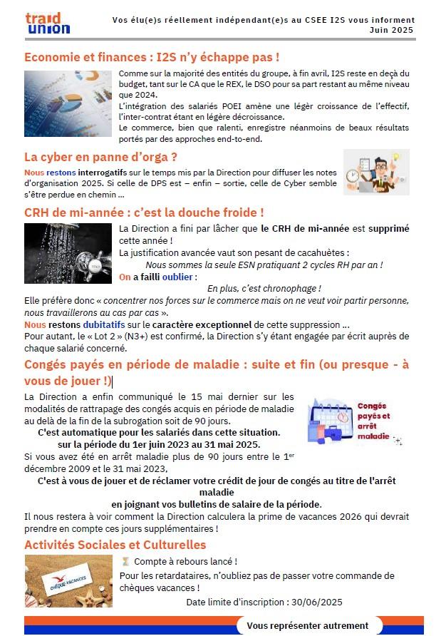 2025 06 Communication mensuelle des elus Traid Union I2S