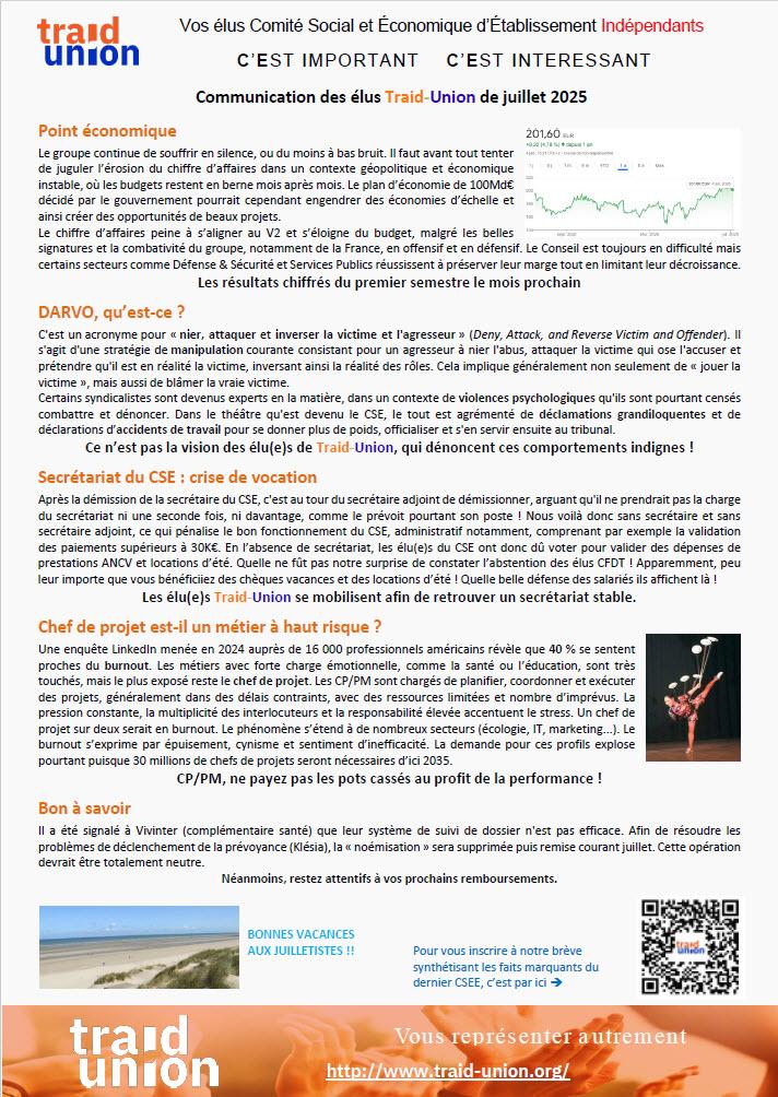 2025-07 Communication mensuelle des élus Traid Union SSG