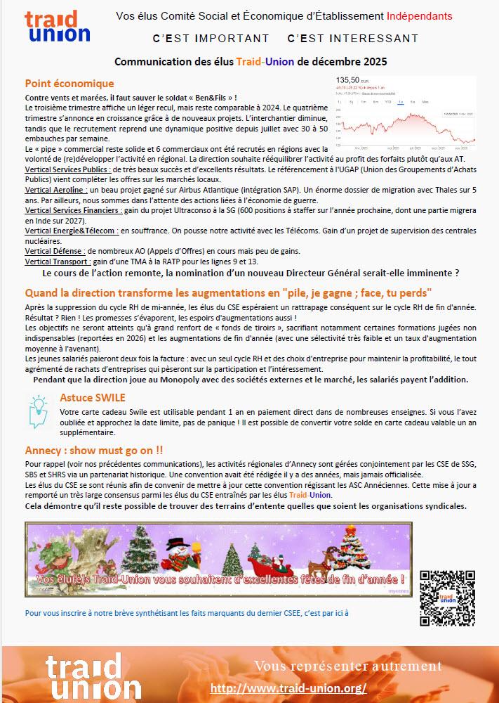 2025-12 – Communication mensuelle des élus Traid Union SSG