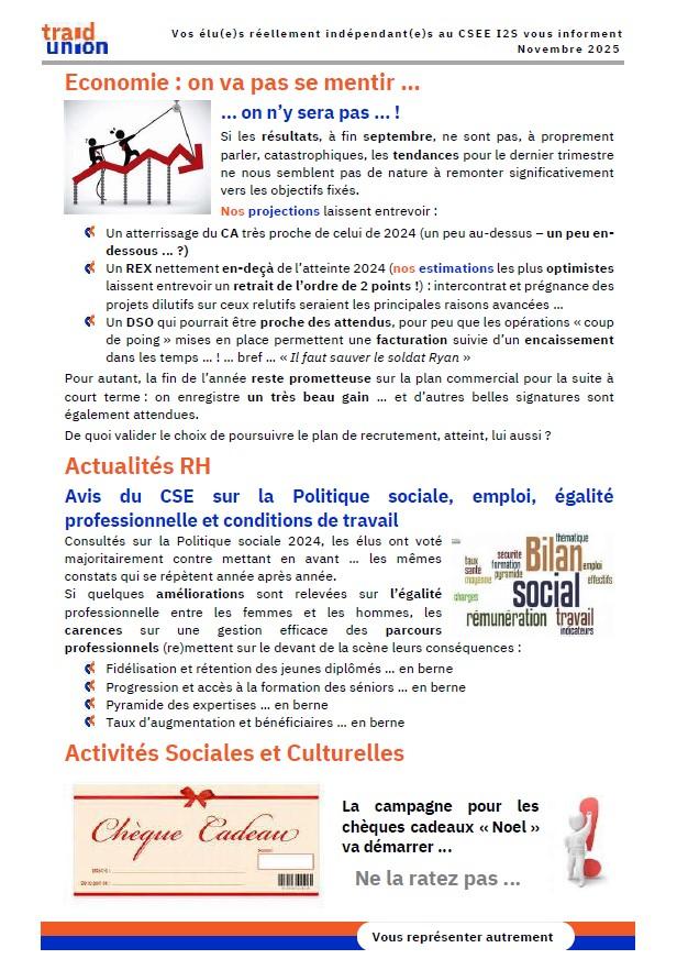 2025 11 Communication mensuelle des elus Traid Union I2S