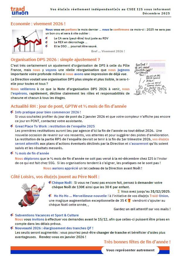 2025 12 Communication mensuelle des elus Traid Union I2S