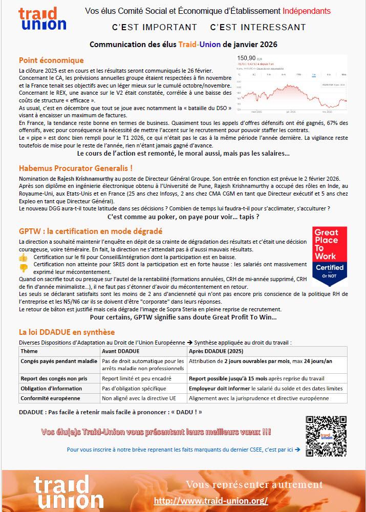 2026-01 – Communication mensuelle des élus Traid Union SSG