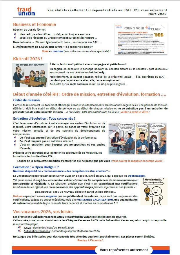 2026 03 Communication mensuelle des elus Traid Union I2S