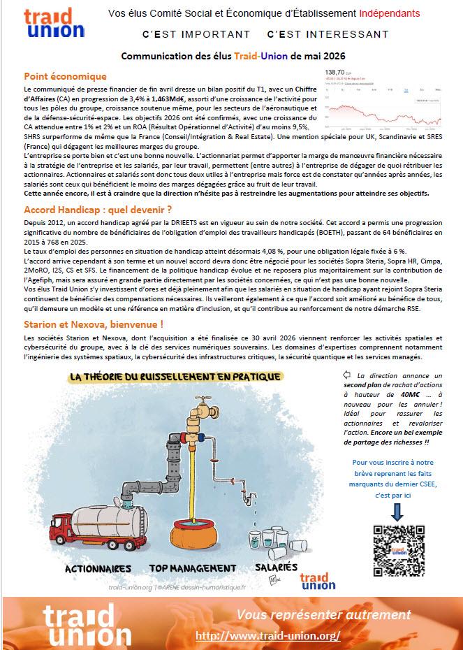 2026-05 – Communication mensuelle des élus Traid Union SSG