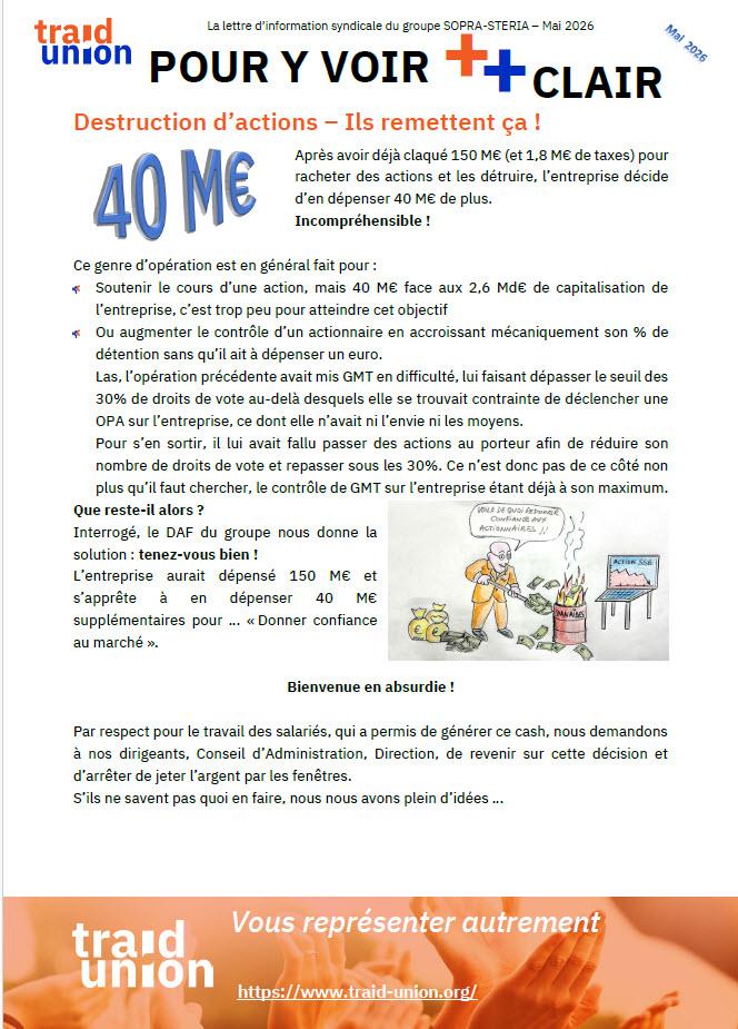 Destruction d’actions – ils remettent ça !