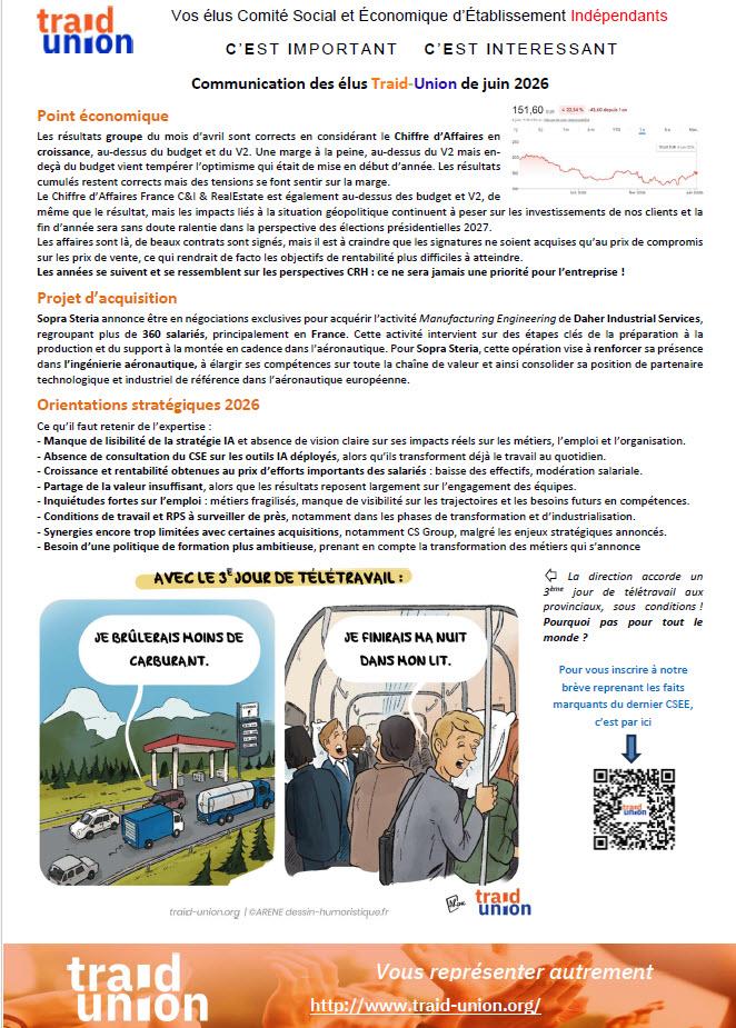 2026-06 – Communication mensuelle des élus Traid Union SSG