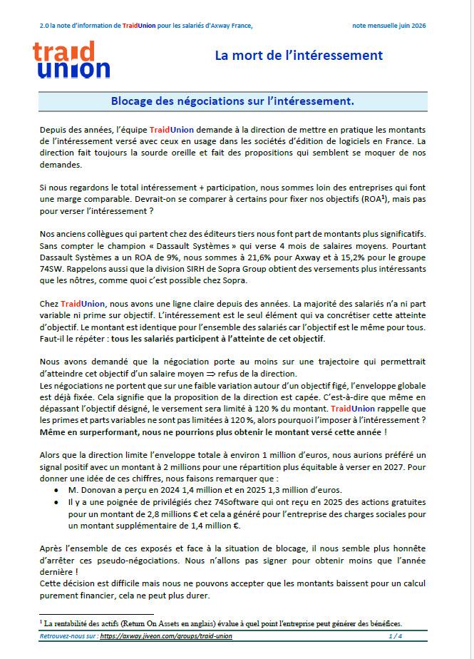 2026-06 – Communication mensuelle des élus Traid Union AXWAY