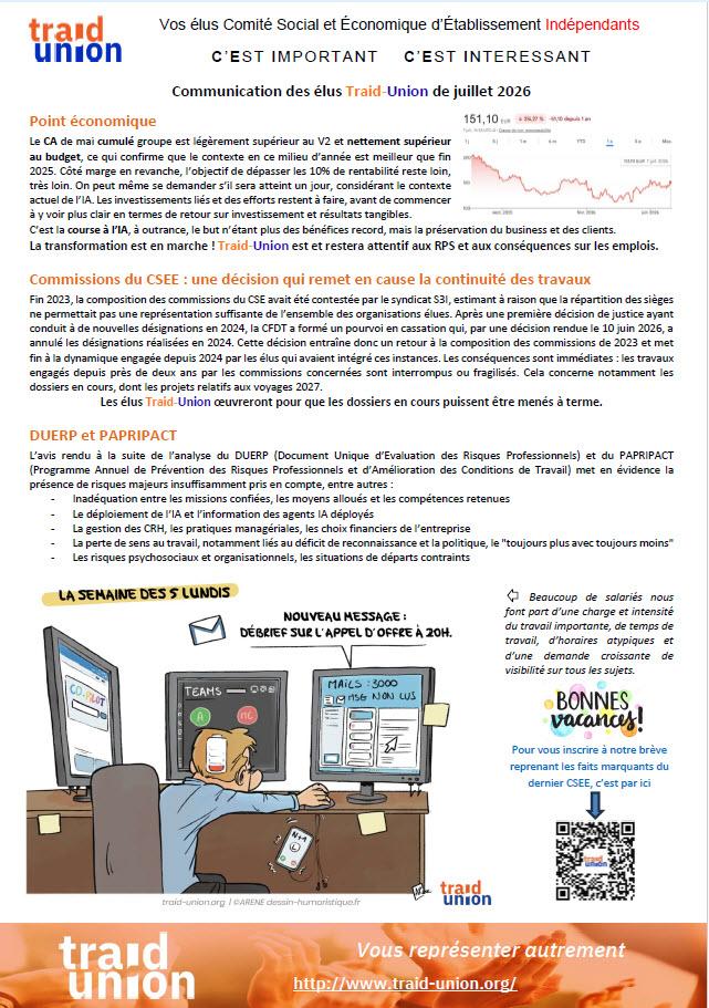 2026-07 – Communication mensuelle des élus Traid Union SSG