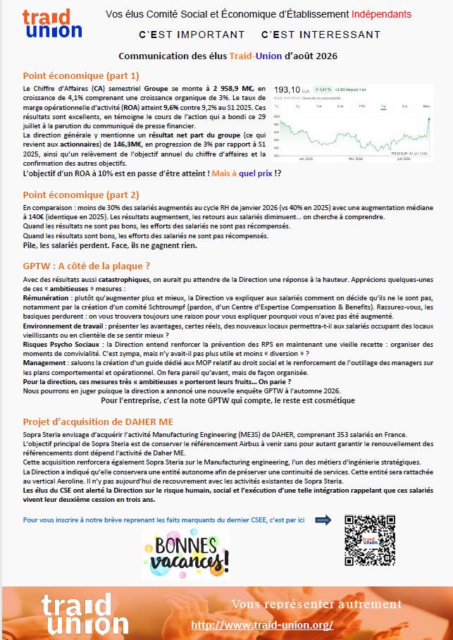 2026-08 – Communication mensuelle des élus Traid Union SSG