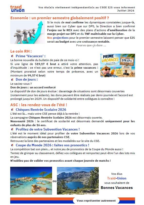 2026 07 Communication mensuelle des elus Traid Union I2S