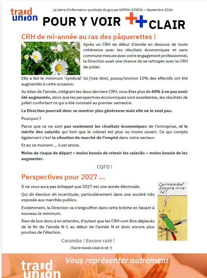 CRH de mi-année au ras des paquerettes !